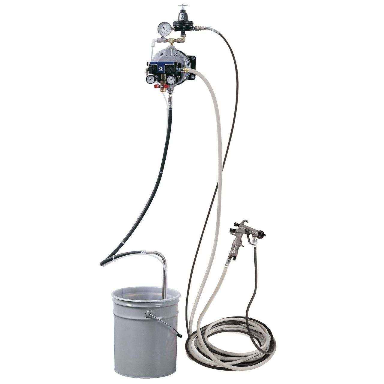 GRACO Triton-Lackiergerät, Wandmontage, 100 psi, Stellair-HVLP-Pistole, 1,4 mm-Düse - 233492